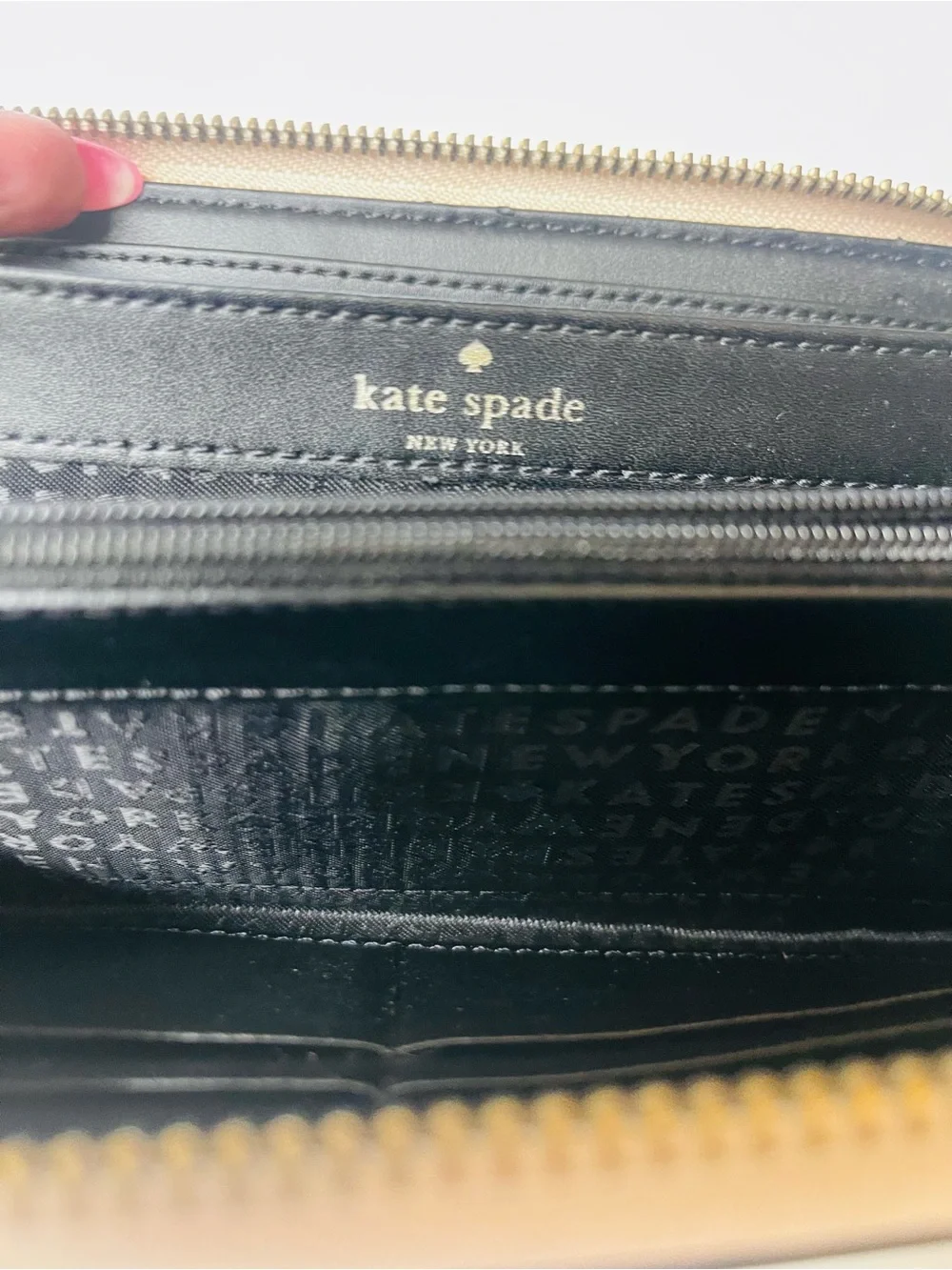 kate spade Two-Tone Cream and Black Zip Wallet